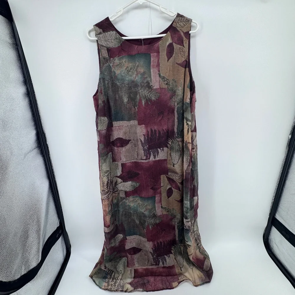 Ultra Dress New York 2 Piece Set Dress and Sheer Shirt Burgundy Green Size‎ 16W